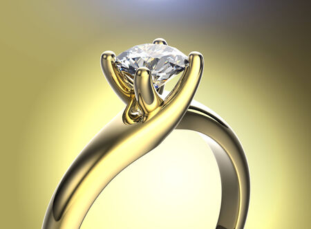 Golden Ring with Diamond. Jewelry background. Valentine dayの写真素材