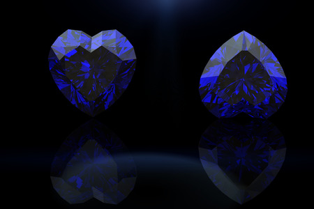 Heart shape gemstone Collections of jewelry gems on black, Sapphireの写真素材