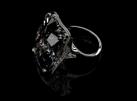 Fashion ring with diamond. Jewelry backgroundの写真素材