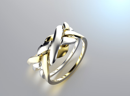 Golden Engagement Ring with Diamond. Jewelry backgroundの写真素材