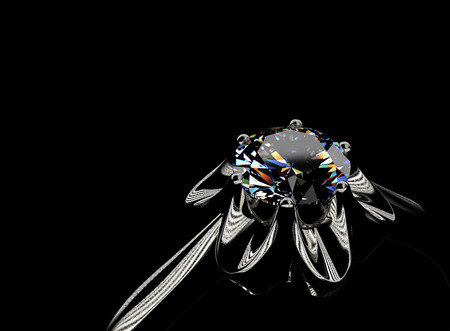 Golden Engagement Ring with Diamond. Jewelry backgroundの写真素材