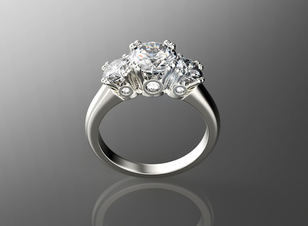 Golden Engagement Ring with Diamond. Jewelry backgroundの写真素材