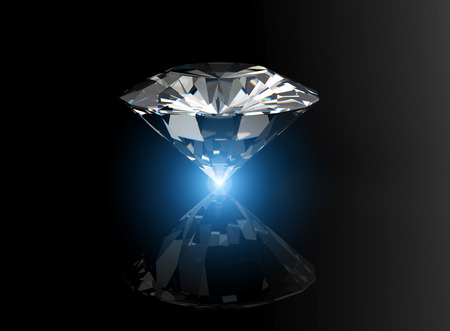 brilliant cut diamond perspective on black backgroundの写真素材