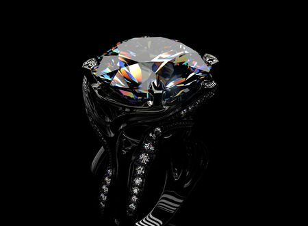Golden Engagement Ring with diamond. Jewelry backgroundの写真素材