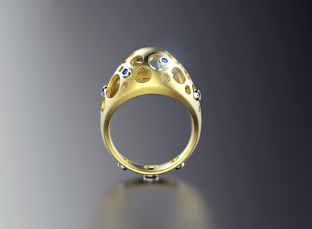 Ring in egg shape with diamond. Jewelry backgroundの写真素材