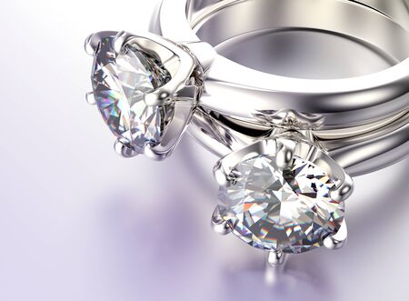 3D illustration gold ring with gemstone. Jewelry background. Fashion accessoryの写真素材