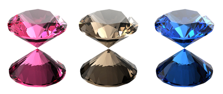 Set from  round diamonds. Gemstone.  Jewelry background.  3D renderingの写真素材