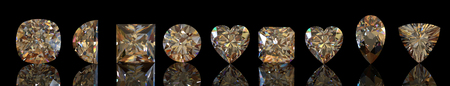 Diamonds set twelve shape on Black Background.Fashion luxury accessories. Jewelry background.  3D renderingの写真素材