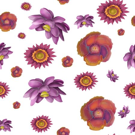 Flower pattern. Flowers on a white background. Print for textiles.の写真素材