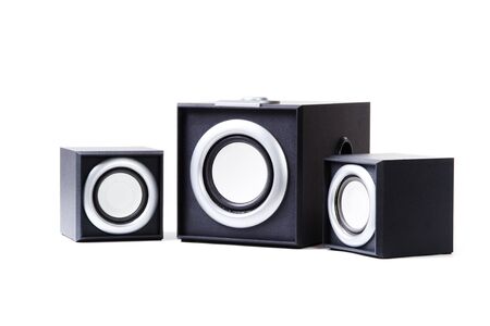 2.1 sound system on a white backgroundの写真素材
