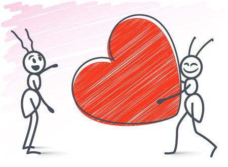 Ant gives a heart to a friendのイラスト素材