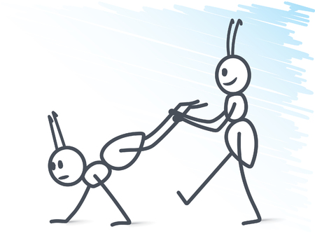 Ants playing wheelbarrowのイラスト素材