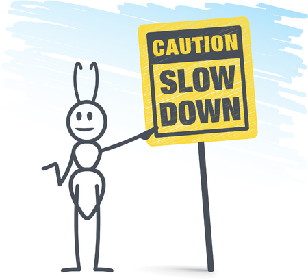 Ant standing next to a slow down signのイラスト素材