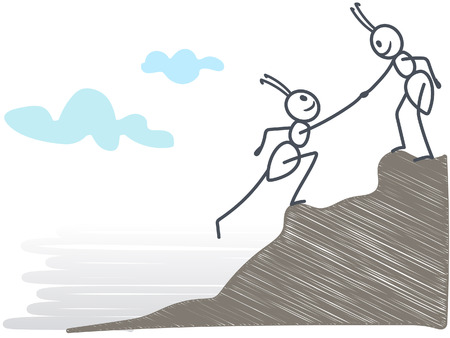 Ant helping a friendのイラスト素材