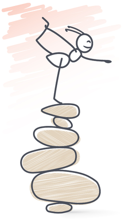 Ant standing on a pile of stones doing yogaのイラスト素材