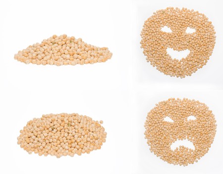 Set pictures of dry pea on a white backgroundの写真素材