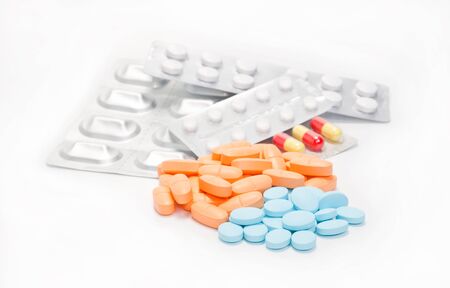 Pills are various isolated on a white backgroundの写真素材