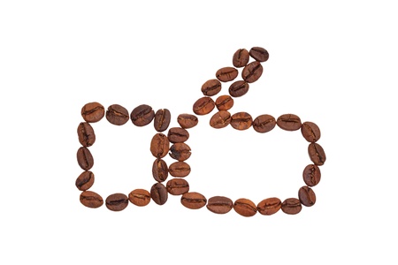 The  Like  laid out from coffee beans isolated on white background