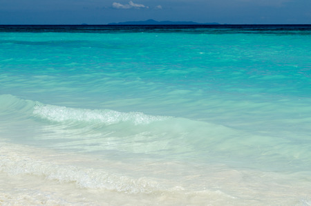Blue water of the ocean and white sand, Similan Islands, Thailand の写真素材