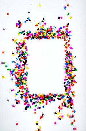Full Color Beads On White Background, Close Up.の写真素材