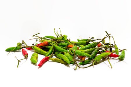 Mix Color on Chillies on White Background.の写真素材
