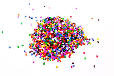 Full Color Beads On White Background, Close Up.の写真素材