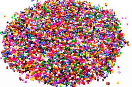 Full Color Beads On White Background, Close Up.の写真素材