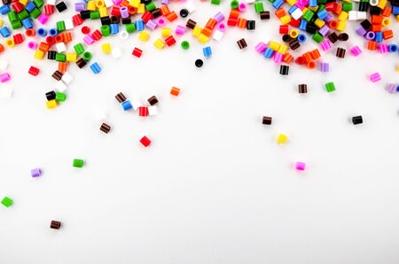 Full Color Beads On White Background, Close Up.の写真素材