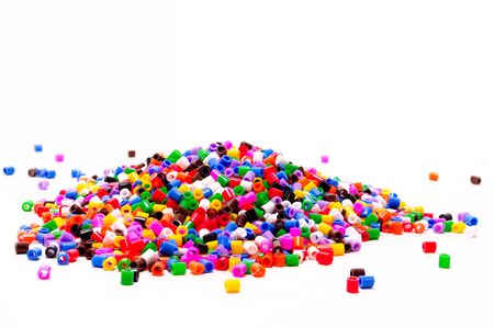 Full Color Beads On White Background, Close Up.の写真素材
