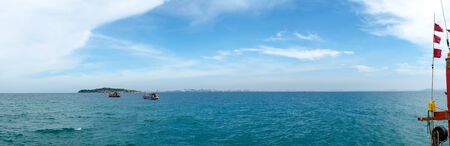 Panorama of The Sea with The Blue Sky at Pattaya City, Thailand.の写真素材