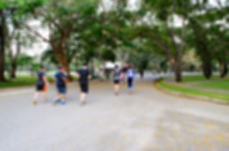 Blur Image of The People running on the walkway in The Garden.の写真素材