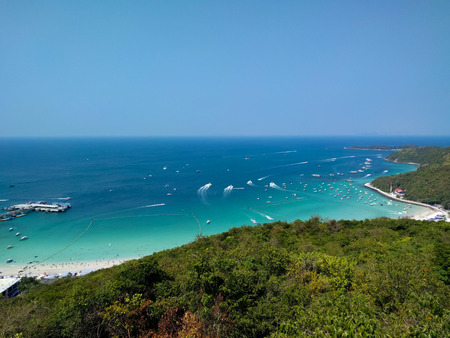 At The View Point to see The Sea with The Blue Sky at Pattaya City, Thailand.の写真素材
