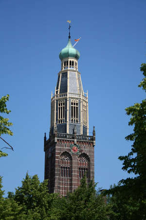 Churchtower named Zuidertoren 'south-tower' in Enkhuizen in the Netherlandsの写真素材