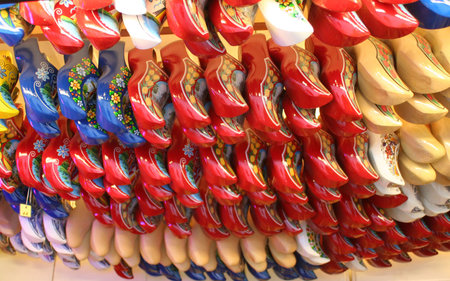 Souvenir wooden shoes with windmill