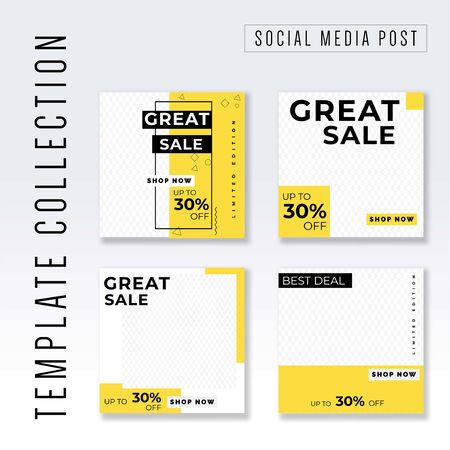 Template collection Social Media post, awesome promotional banner design vectorのイラスト素材