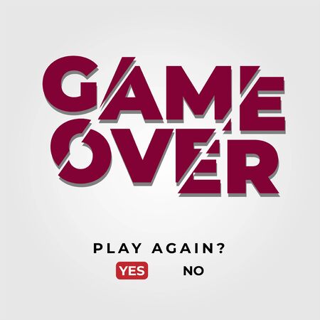 game over screen end of game or competition with glitch, end of screen closing, playing fun gameのイラスト素材