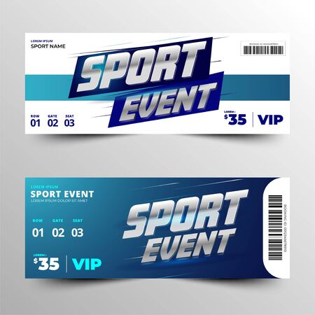 sport event ticket card with an elegant silver metallic silver background and a composition of two color choicesのイラスト素材