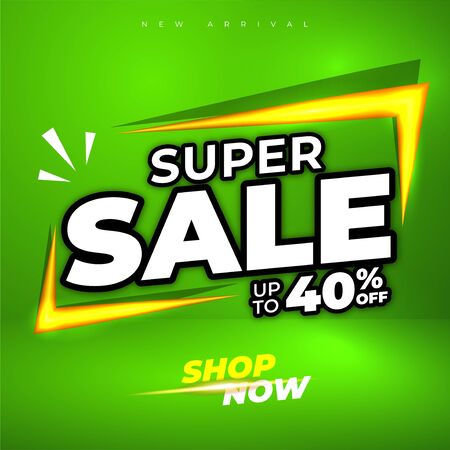 template super sale design vector with gold light and withe color text, green background elegant clean and clearのイラスト素材
