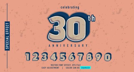 30 anniversary number effect conceptual, element design vector, easy custom template, can be use promotion, event, seasonal sale and moreのイラスト素材