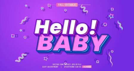 Hello! BABY color premium text effect  vector templateのイラスト素材