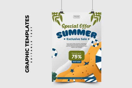 Summer Graphic template Editable, Simple and Elegant Summer Designのイラスト素材