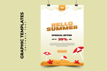 Summer Graphic template Editable, Simple and Elegant Summer Designのイラスト素材