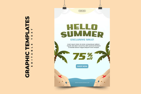 Summer Graphic template Editable, Simple and Elegant Summer Designのイラスト素材