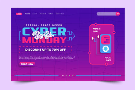 Cyber Monday background design template easy to customize simple and elegant designのイラスト素材