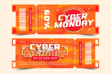 Cyber Monday voucher or coupon design template easy to customize simple and elegant designのイラスト素材