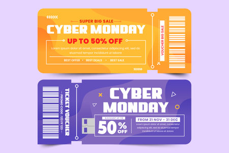 Cyber Monday voucher or coupon design template easy to customize simple and elegant designのイラスト素材