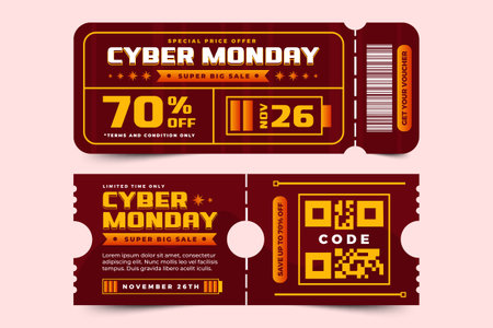 Cyber Monday voucher or coupon design template easy to customize simple and elegant designのイラスト素材