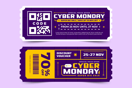 Cyber Monday voucher or coupon design template easy to customize simple and elegant designのイラスト素材