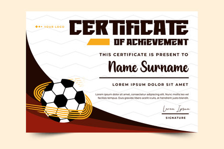 Football tournament, sport event certificate design template easy to customize simple and elegant designのイラスト素材