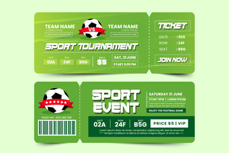 Football tournament, sport event ticket design template easy to customize simple and elegant designのイラスト素材
